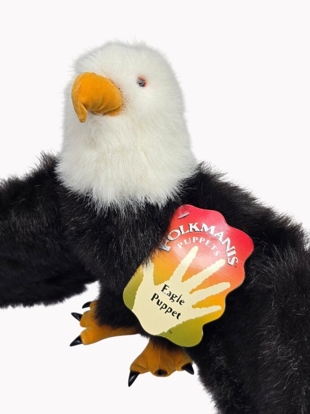 Folkmanis Bald Eagle Hand Puppet Plush 28" Wingspan Movable Wings New